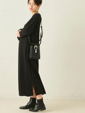 マタニティ ワンピース|【極暖】裏シャギーあったかワイドマキシワンピース　マタニティ・授乳服【出産後も長く使える】|ブラック