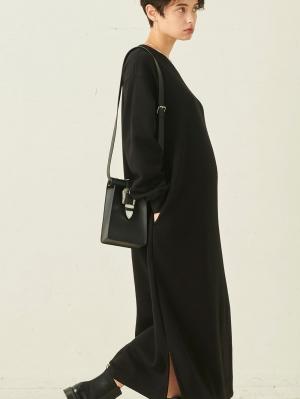 マタニティ ワンピース|【極暖】裏シャギーあったかワイドマキシワンピース　マタニティ・授乳服【出産後も長く使える】|ブラック