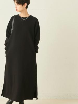 マタニティ ワンピース|【極暖】裏シャギーあったかワイドマキシワンピース　マタニティ・授乳服【出産後も長く使える】|ブラック