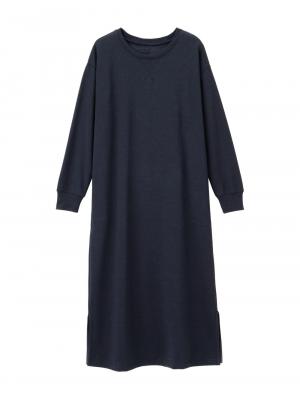マタニティ ワンピース|【極暖】裏シャギーあったかワイドマキシワンピース　マタニティ・授乳服【出産後も長く使える】|ネイビー