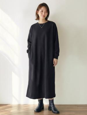 マタニティ ワンピース|【極暖】裏シャギーあったかワイドマキシワンピース　マタニティ・授乳服【出産後も長く使える】|ブラック