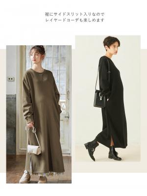 マタニティ ワンピース|【極暖】裏シャギーあったかワイドマキシワンピース　マタニティ・授乳服【出産後も長く使える】