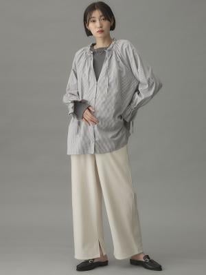 マタニティ パンツ|【極暖】裏シャギーらくちんワイドパンツ マタニティ・授乳服|アイスベージュ