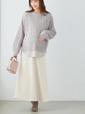 マタニティ スカート|【極暖】裏シャギーあったかフレアマキシスカート　マタニティ・授乳服【出産後も長く使える】|アイスベージュ