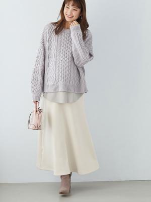 マタニティ スカート|【極暖】裏シャギーあったかフレアマキシスカート　マタニティ・授乳服【出産後も長く使える】|アイスベージュ