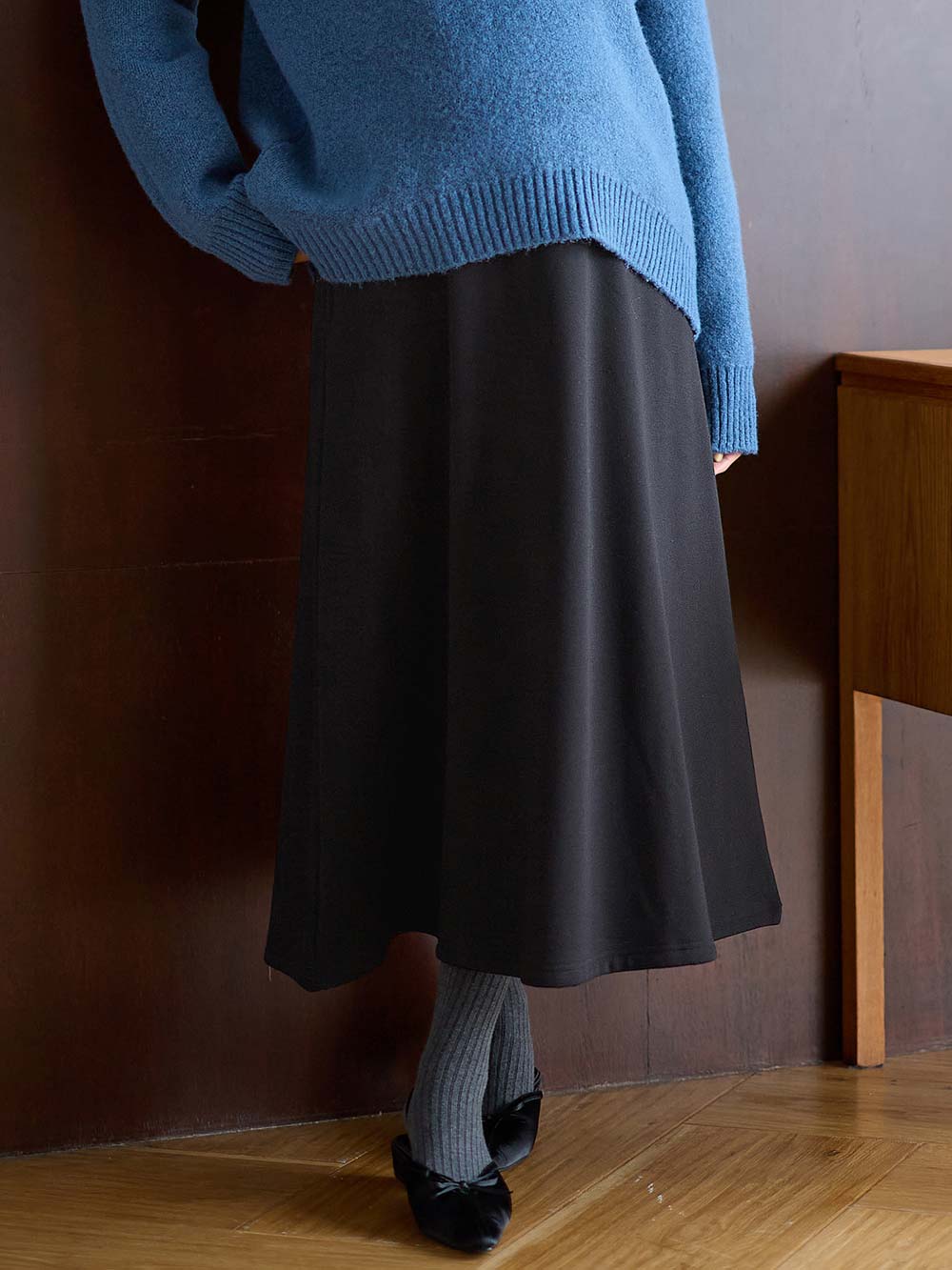 マタニティ スカート|【極暖】裏シャギーあったかフレアマキシスカート　マタニティ・授乳服【出産後も長く使える】|ブラック