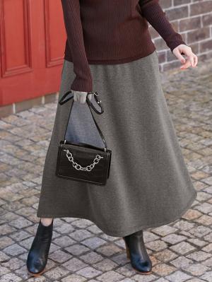 マタニティ スカート|【極暖】裏シャギーあったかフレアマキシスカート　マタニティ・授乳服【出産後も長く使える】|杢チャコール