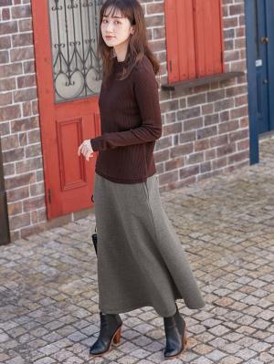 マタニティ スカート|【極暖】裏シャギーあったかフレアマキシスカート　マタニティ・授乳服【出産後も長く使える】|杢チャコール