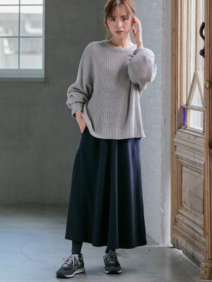 マタニティ スカート|【極暖】裏シャギーあったかフレアマキシスカート　マタニティ・授乳服【出産後も長く使える】|ネイビー