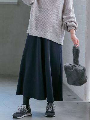 マタニティ スカート|【極暖】裏シャギーあったかフレアマキシスカート　マタニティ・授乳服【出産後も長く使える】|ネイビー
