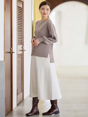 マタニティ スカート|【極暖】裏シャギーあったかフレアスカート　マタニティ・授乳服【出産後も長く使える】|アイスベージュ