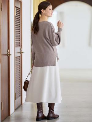 マタニティ スカート|【極暖】裏シャギーあったかフレアスカート　マタニティ・授乳服【出産後も長く使える】|アイスベージュ