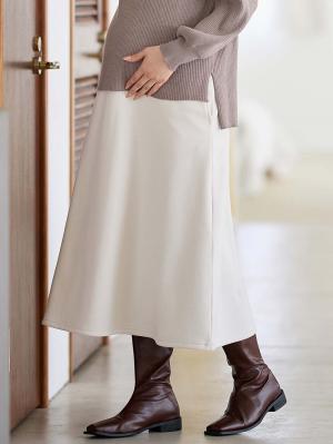 マタニティ スカート|【極暖】裏シャギーあったかフレアスカート　マタニティ・授乳服【出産後も長く使える】|アイスベージュ