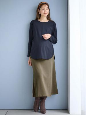 マタニティ スカート|【極暖】裏シャギーあったかフレアスカート　マタニティ・授乳服【出産後も長く使える】|カーキ