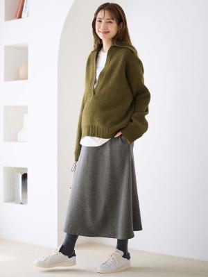 マタニティ スカート|【極暖】裏シャギーあったかフレアスカート　マタニティ・授乳服【出産後も長く使える】|杢チャコール