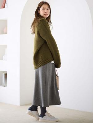 マタニティ スカート|【極暖】裏シャギーあったかフレアスカート　マタニティ・授乳服【出産後も長く使える】|杢チャコール