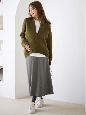 マタニティ スカート|【極暖】裏シャギーあったかフレアスカート　マタニティ・授乳服【出産後も長く使える】|杢チャコール