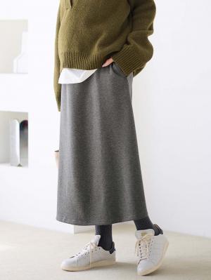 マタニティ スカート|【極暖】裏シャギーあったかフレアスカート　マタニティ・授乳服【出産後も長く使える】|杢チャコール