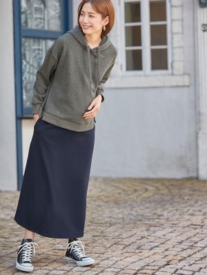 マタニティ スカート|【極暖】裏シャギーあったかフレアスカート　マタニティ・授乳服【出産後も長く使える】|ネイビー