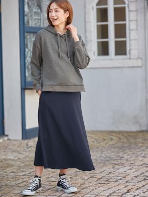 マタニティ スカート|【極暖】裏シャギーあったかフレアスカート　マタニティ・授乳服【出産後も長く使える】|ネイビー