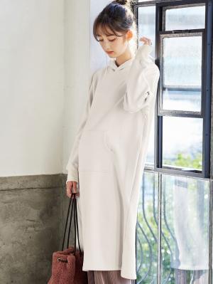 マタニティ ワンピース|【極暖】裏シャギーパーカーあったかワンピース　マタニティ・授乳服|アイスベージュ