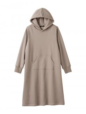 マタニティ ワンピース|【極暖】裏シャギーパーカーあったかワンピース　マタニティ・授乳服|モカベージュ