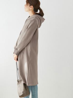 マタニティ ワンピース|【極暖】裏シャギーパーカーあったかワンピース　マタニティ・授乳服|モカベージュ