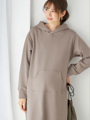 マタニティ ワンピース|【極暖】裏シャギーパーカーあったかワンピース　マタニティ・授乳服|モカベージュ