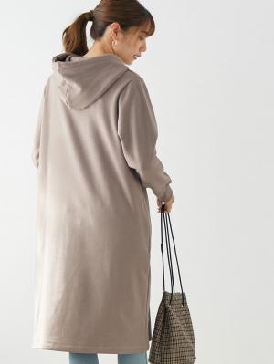 マタニティ ワンピース|【極暖】裏シャギーパーカーあったかワンピース　マタニティ・授乳服|モカベージュ