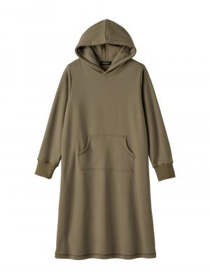 マタニティ ワンピース|【極暖】裏シャギーパーカーあったかワンピース　マタニティ・授乳服|カーキ