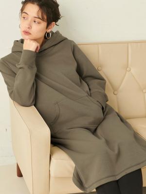 マタニティ ワンピース|【極暖】裏シャギーパーカーあったかワンピース　マタニティ・授乳服|カーキ