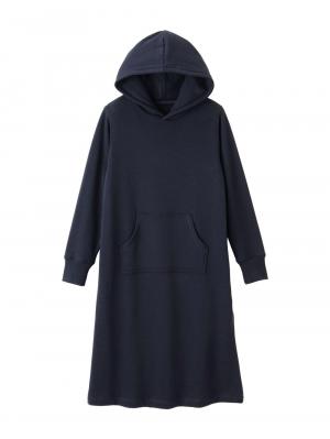 マタニティ ワンピース|【極暖】裏シャギーパーカーあったかワンピース　マタニティ・授乳服|ネイビー