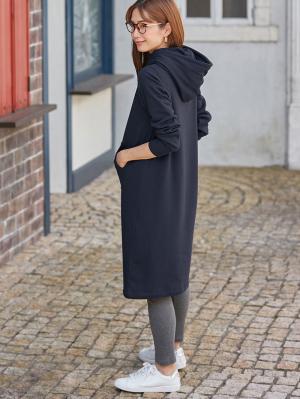 マタニティ ワンピース|【極暖】裏シャギーパーカーあったかワンピース　マタニティ・授乳服|ネイビー