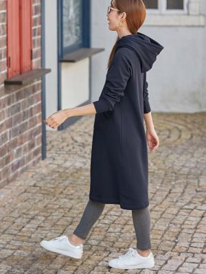 マタニティ ワンピース|【極暖】裏シャギーパーカーあったかワンピース　マタニティ・授乳服|ネイビー