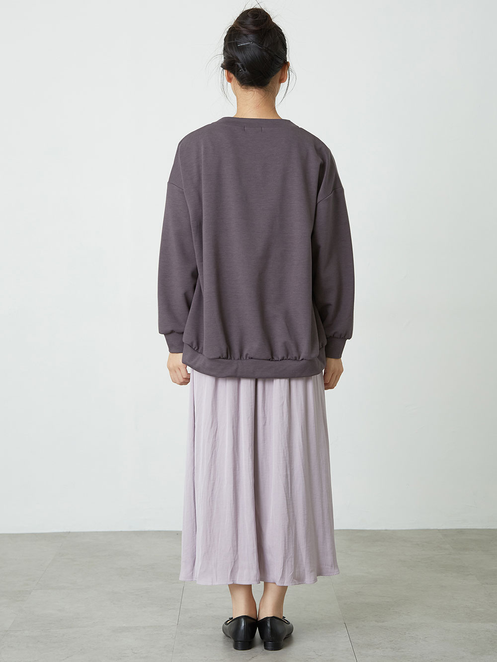 マタニティ ワンピース|ポンチ裏起毛トップス&ヴィンテージサテンスカートドッキングワンピース　マタニティ・授乳服