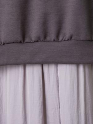 マタニティ ワンピース|ポンチ裏起毛トップス&ヴィンテージサテンスカートドッキングワンピース　マタニティ・授乳服