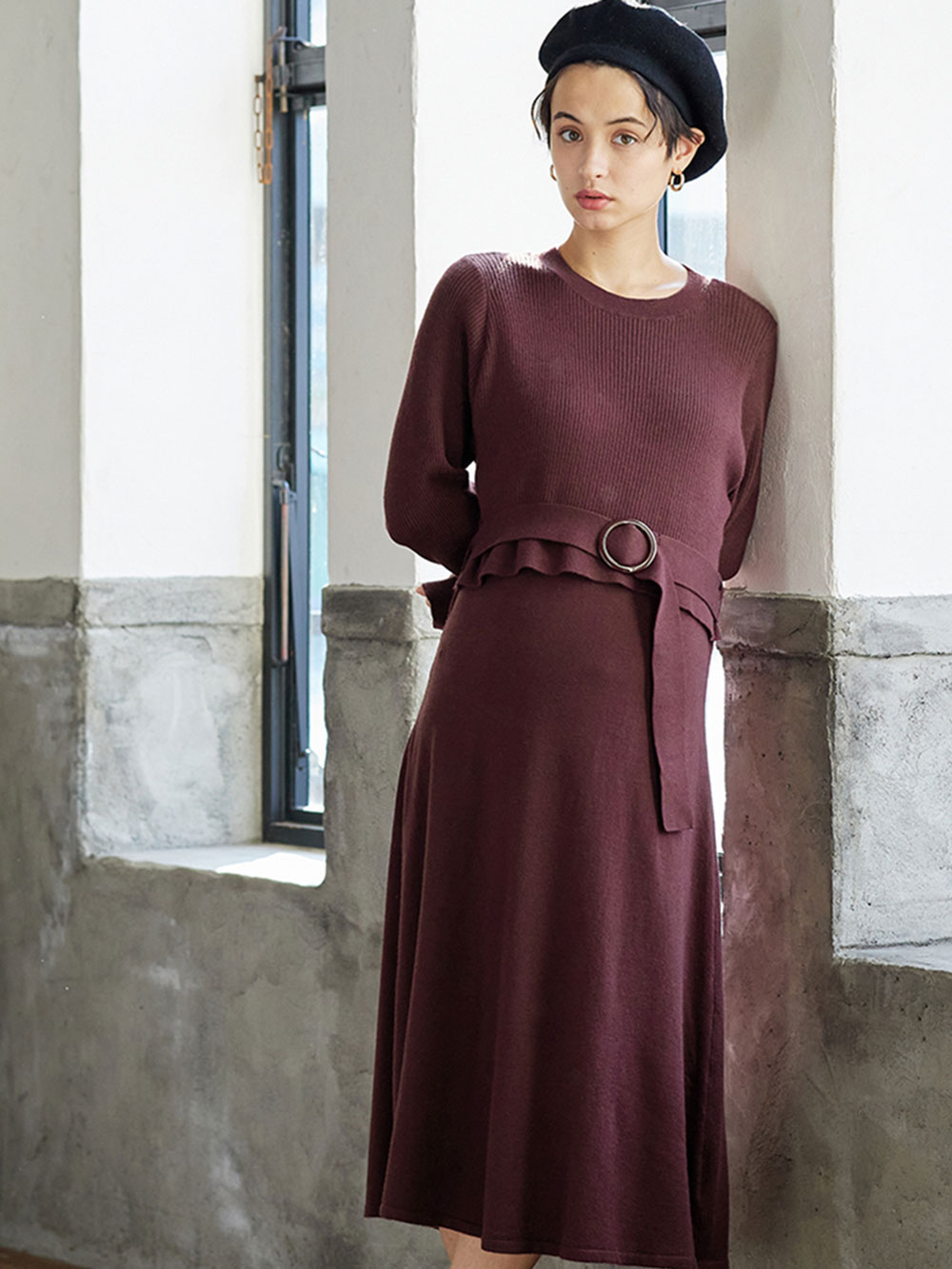 マタニティ ワンピース ニットフレアワンピース マタニティ 授乳服 マタニティウェア 授乳服通販 エンジェリーベ 公式