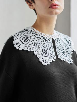 マタニティ トップス|ain（アイン）レース衿付きニットチュニック　マタニティ・授乳服【出産後も長く使える】