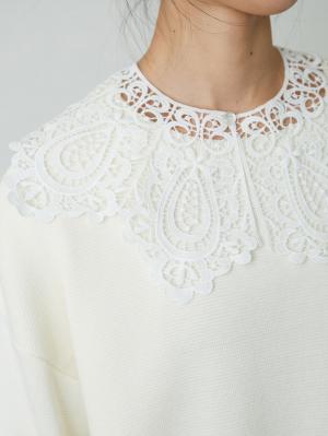 マタニティ トップス|ain（アイン）レース衿付きニットチュニック　マタニティ・授乳服【出産後も長く使える】