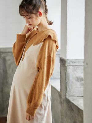 マタニティ トップス|ビックカラーエアリーニット　マタニティ・授乳服【出産後も長く使える】|キャメル