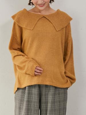 マタニティ トップス|ビックカラーエアリーニット　マタニティ・授乳服【出産後も長く使える】|キャメル