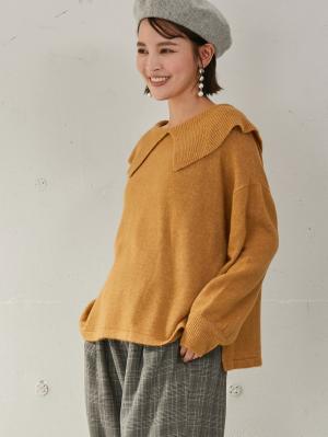 マタニティ トップス|ビックカラーエアリーニット　マタニティ・授乳服【出産後も長く使える】|キャメル