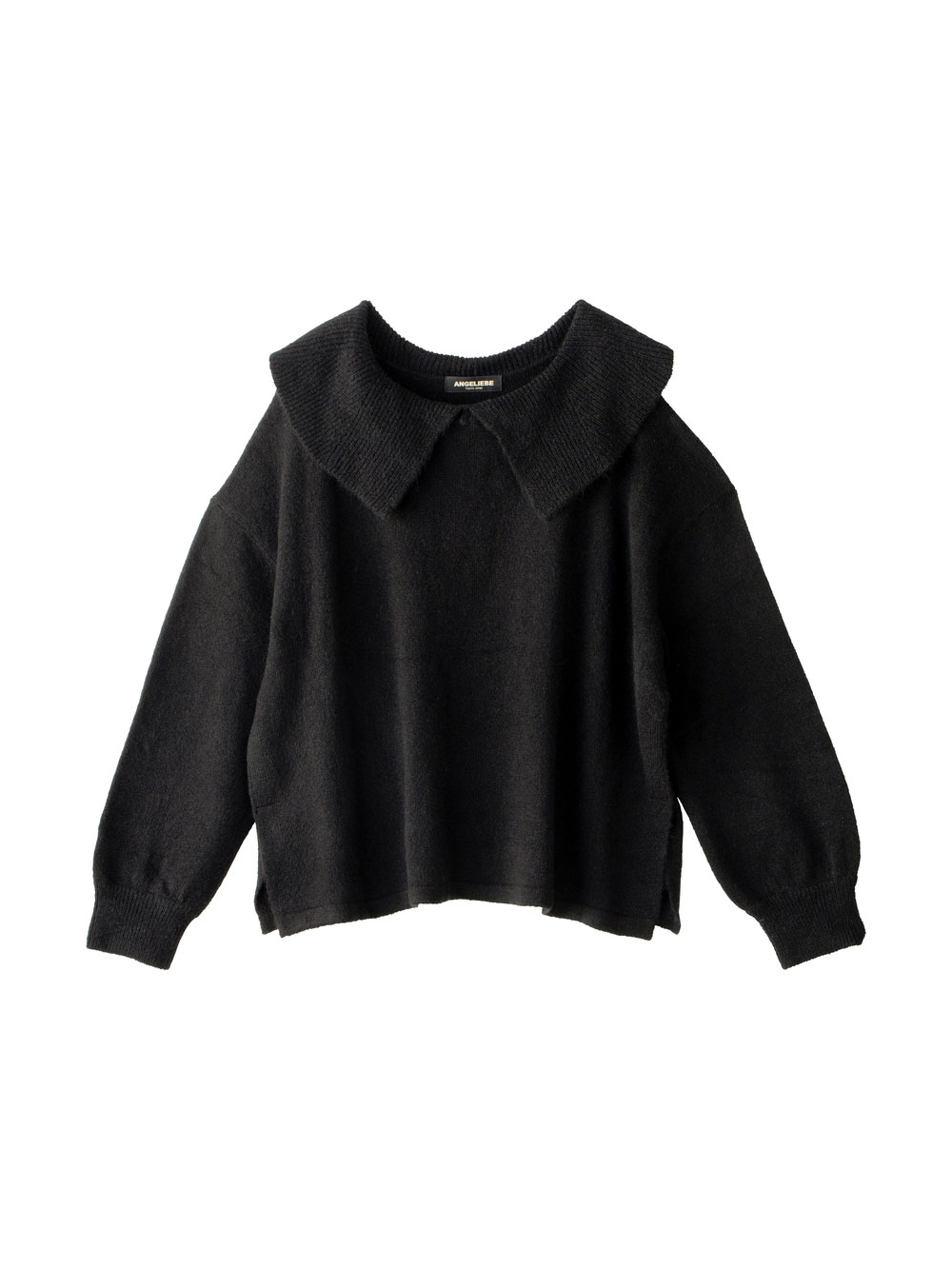 マタニティ トップス|ビックカラーエアリーニット　マタニティ・授乳服【出産後も長く使える】|ブラック