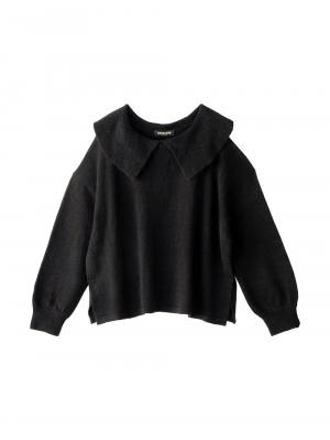 マタニティ トップス|ビックカラーエアリーニット　マタニティ・授乳服【出産後も長く使える】|ブラック