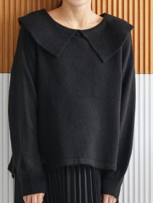 マタニティ トップス|ビックカラーエアリーニット　マタニティ・授乳服【出産後も長く使える】|ブラック