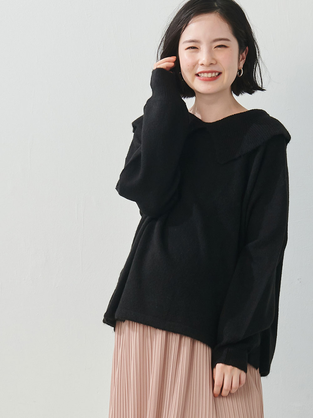 マタニティ トップス|ビックカラーエアリーニット　マタニティ・授乳服【出産後も長く使える】