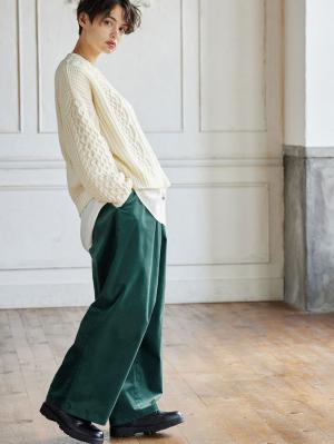 マタニティ トップス|ボリュームスリーブアランニットトップス　マタニティ・授乳服|アイボリー