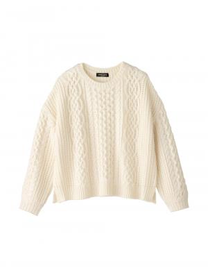 マタニティ トップス|ボリュームスリーブアランニットトップス　マタニティ・授乳服|アイボリー