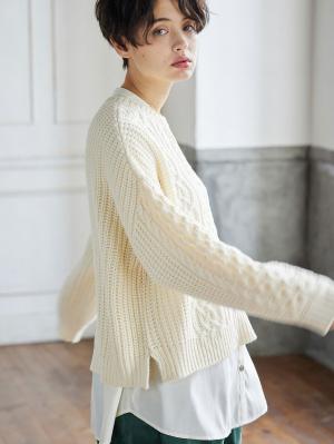 ボリュームスリーブアランニットトップス　マタニティ・授乳服10127