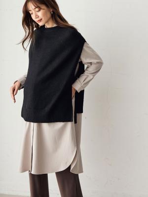 ノルディック柄授乳にも便利なニットベスト　マタニティ・授乳服10128